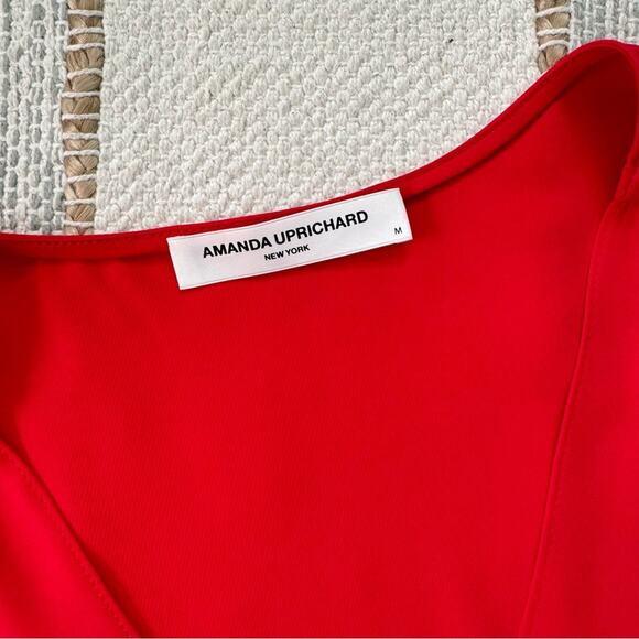 Amanda Uprichard Chantal Red Sleeveless Tiered Smocked Mini Dress Size Medium - Picture 7 of 10